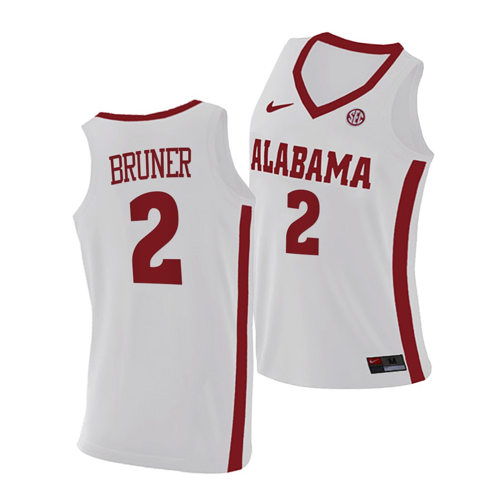 Men's Alabama Crimson Tide #2 Jordan Bruner Nike White College Basketball Jersey