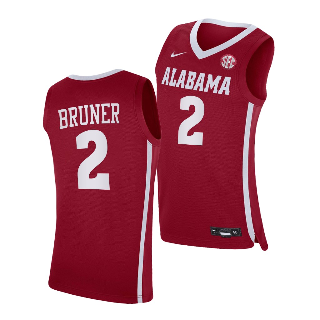 Men's Alabama Crimson Tide #2 Jordan Bruner Nike Crimson College Basketball Jersey