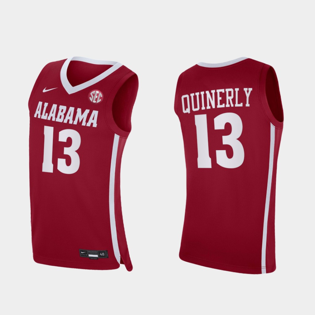 Men's Alabama Crimson Tide #13 Jahvon Quinerly Nike Crimson College ...