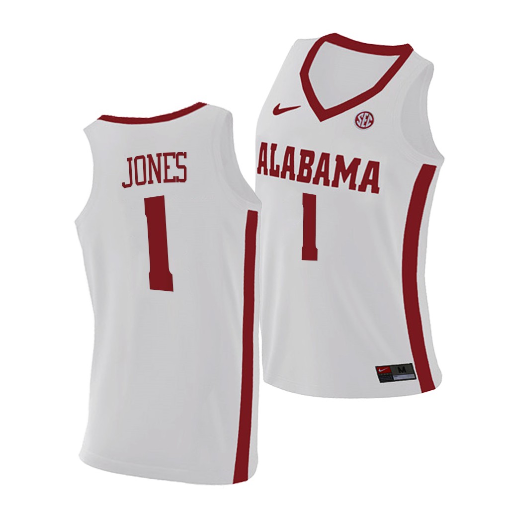Men's Alabama Crimson Tide #1 Herbert Jones Nike White College Basketball Jersey