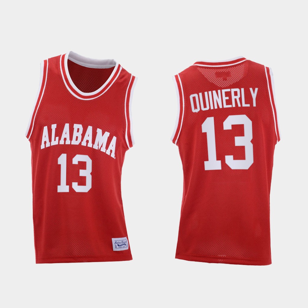 Men's Alabama Crimson Tide #13 Jahvon Quinerly Red Throwback College Basketball Jersey