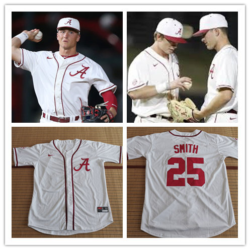 Men's Alabama Crimson Tide Custom Nike White Team Logo College Baseball Jersey