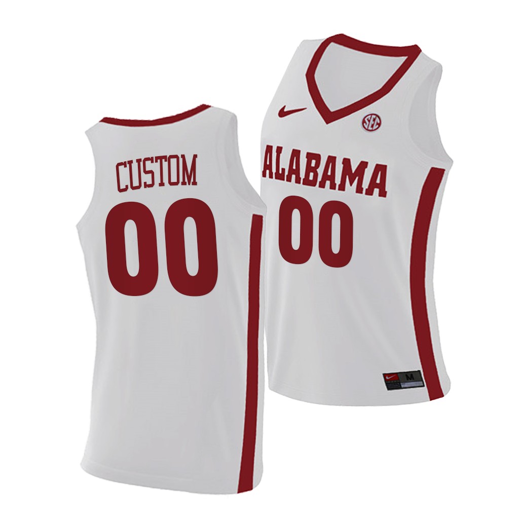 Mens Youth Alabama Crimson Tide Custom Nike White College Basketball Game Jersey