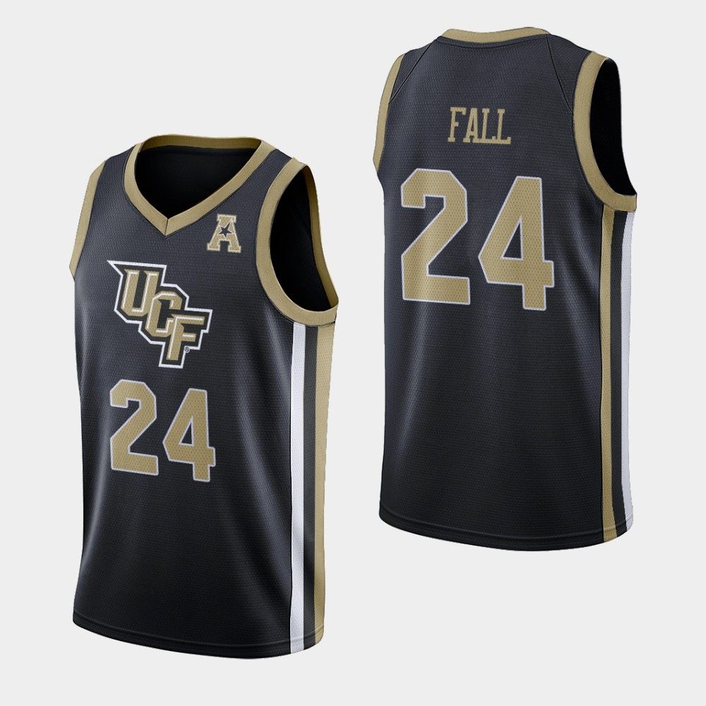 Men's UCF Knights 24 Tacko Fall Nike Black Gold Neck Basketball Jersey