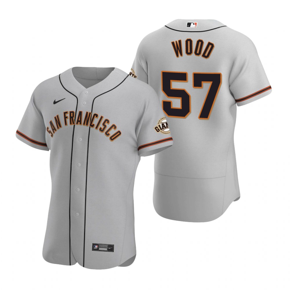 Men's San Francisco Giants #57 Alex Wood Nike Grey Road Flexbase Jersey