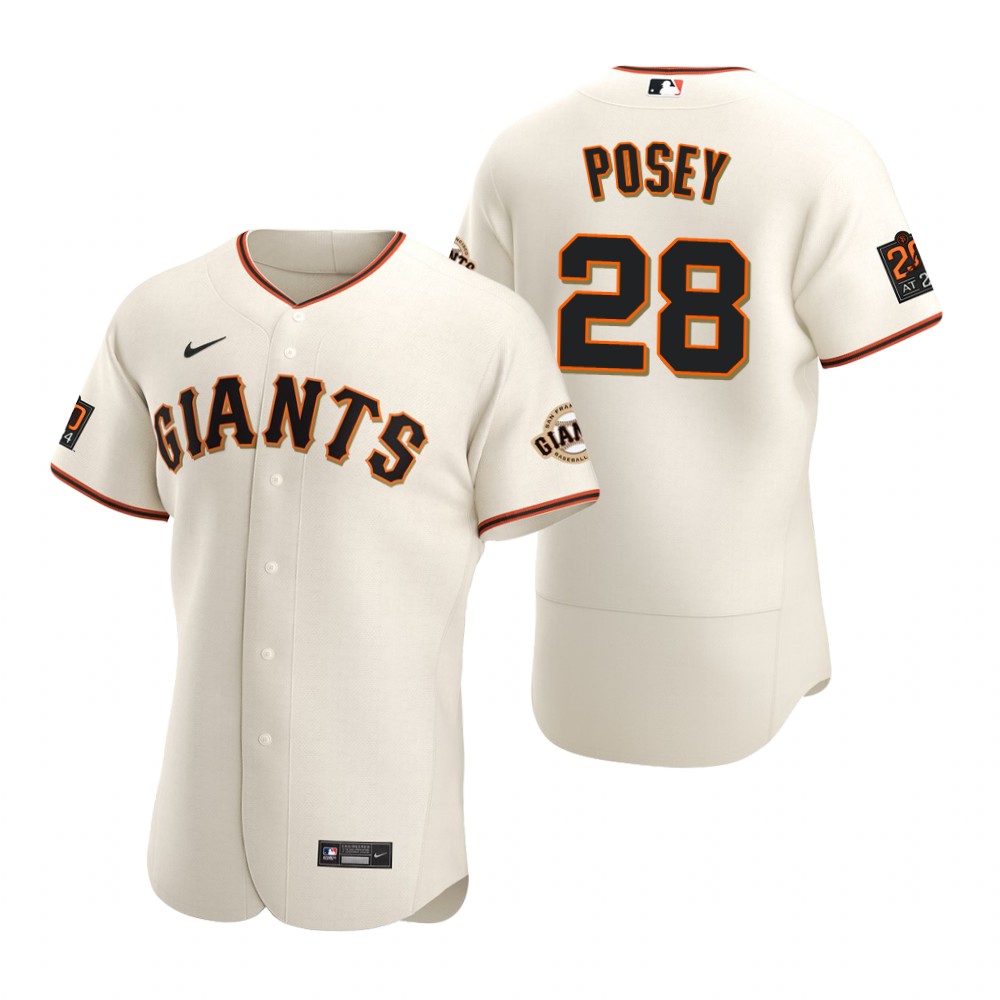 Men's San Francisco Giants #28 Buster Posey Nike Cream Home Flexbase Jersey