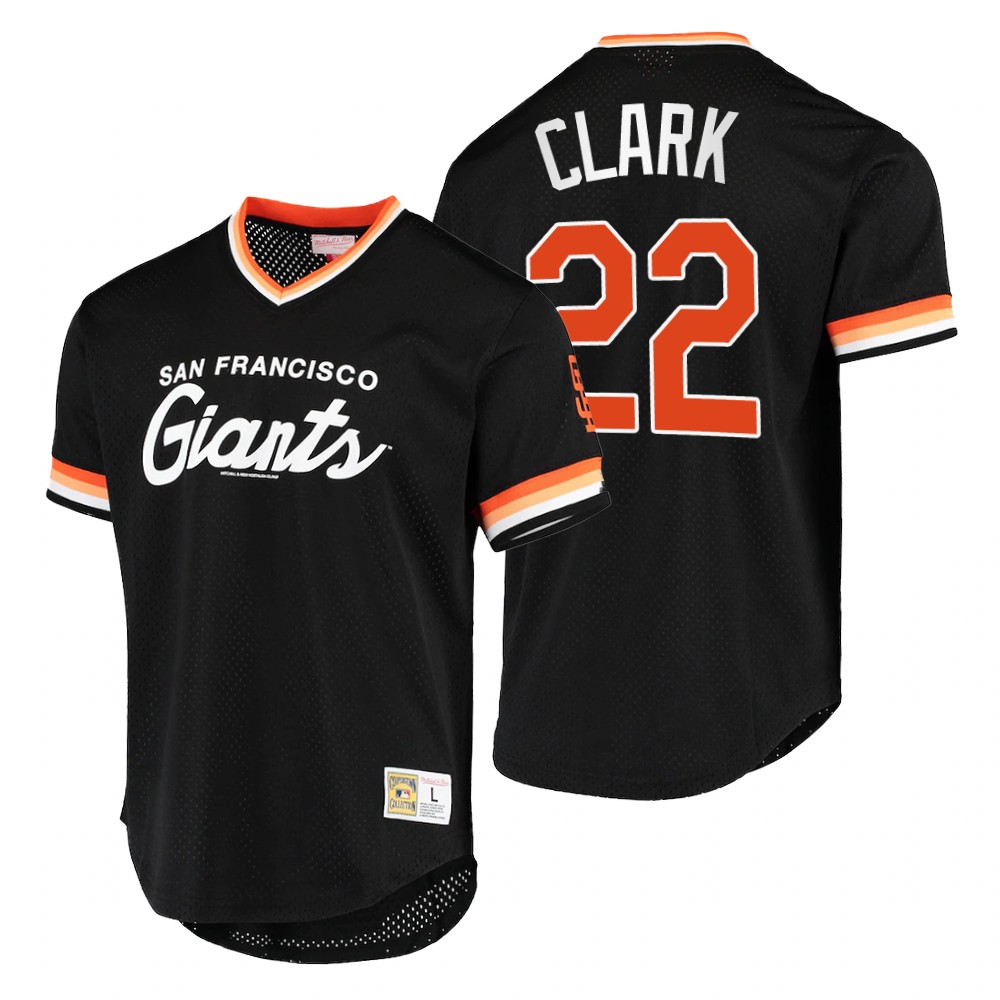 Men's San Francisco Giants Retired Players #22 Will Clark Mitchell & Ness Black Mesh Cooperstown Collection Jersey