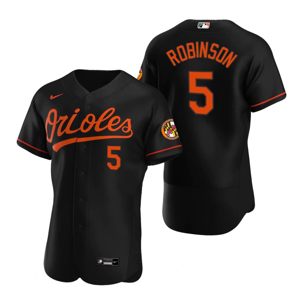 Men's Baltimore Orioles Retired Player #5 Brooks Robinson Nike Black Alternate Flexbase Jersey