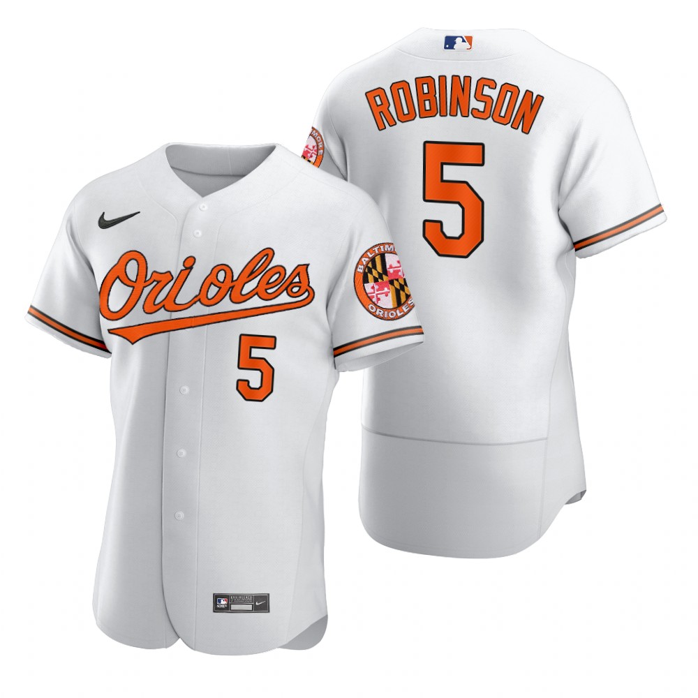 Men's Baltimore Orioles Retired Player #5 Brooks Robinson Nike Home White Flexbase Jersey