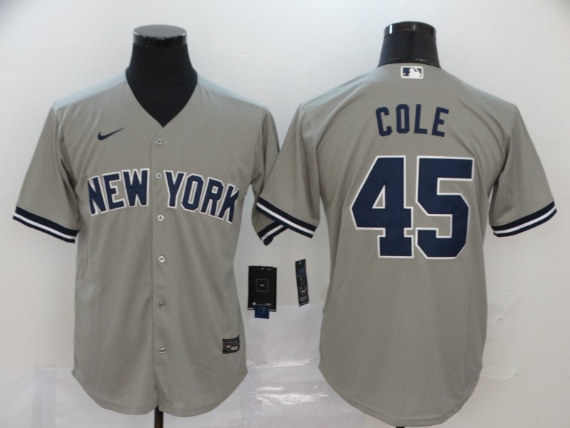 Youth New York Yankees #45 Gerrit Cole Nike Grey Road with Name CoolBase Jersey