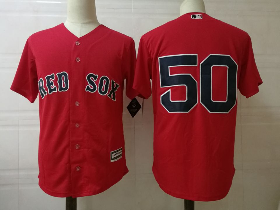 Mens Boston Red Sox #50 Mookie Betts Majestic Red Cool base Jersey