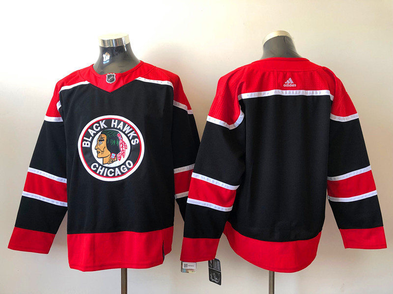 Men's Chicago Blackhawks Blank Black Adidas 2020-21 Reverse Retro Alternate NHL Jersey