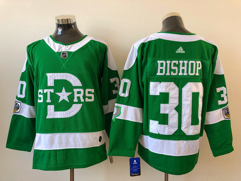 Mens Dallas Stars #30 Ben Bishop Adidas Green 2019-20 Winter Classic Jersey