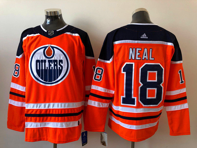 Men's Edmonton Oilers #18 James Neal adidas Home Orange Jersey