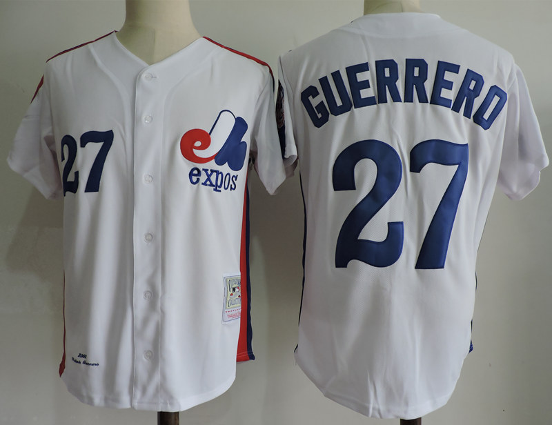 Youth Montreal Expos #27 VLADIMIR GUERRERO White Cooperstown Throwback Jersey