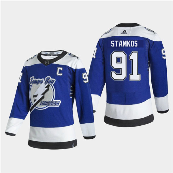 Youth Tampa Bay Lightning Steven Stamkos #91 2020-21 Reverse Retro Authentic Special Edition Blue Jersey