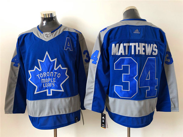 Youth Toronto Maple Leafs #34 Auston Matthews Blue 2021 adidas NHL REVERSE RETRO JERSEYS