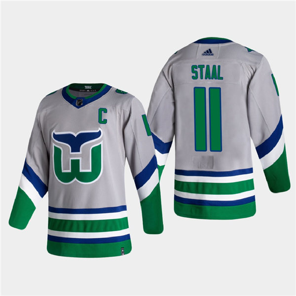 Youth Carolina Hurricanes #11 Jordan Staal  2021 Season Reverse Retro Authentic Green Jersey