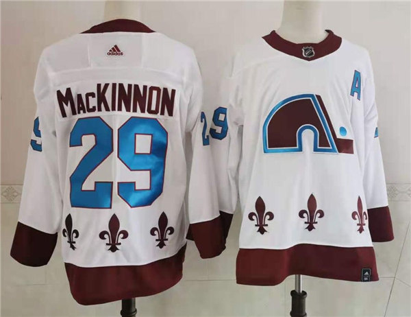 Youth Colorado Avalanche #29 Nathan MacKinnon Adidas White 2021 Season Reverse Retro Jersey