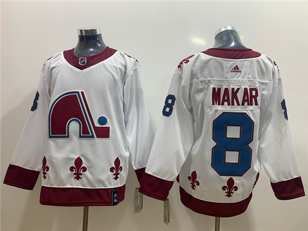 Youth Colorado Avalanche #8 Cale Makar Adidas White 2021 Season Reverse Retro Jersey