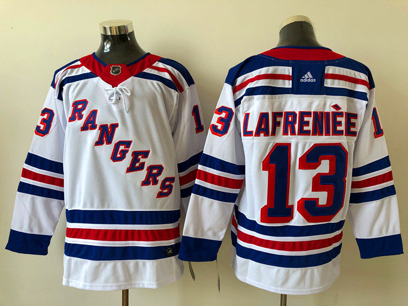 Mens New York Rangers #13 Alexis Lafreniere Adidas White Away Jersey