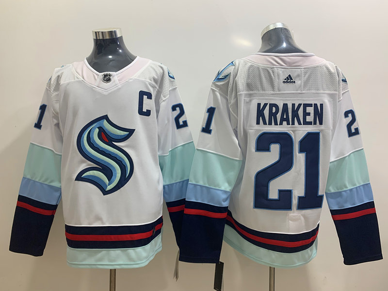 Youth Seattle Kraken #21 Away White Adidas Team Jersey