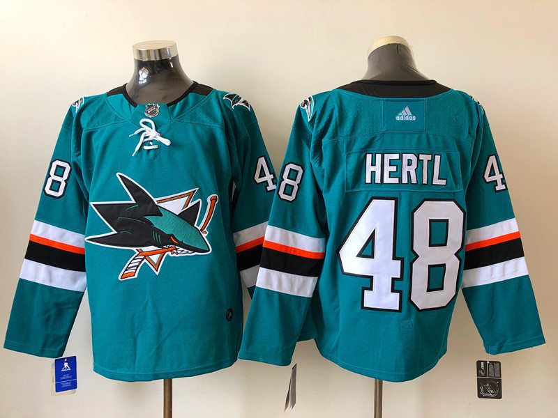Mens San Jose Sharks #48 Tomas Hertl adidas Home Green Jersey 