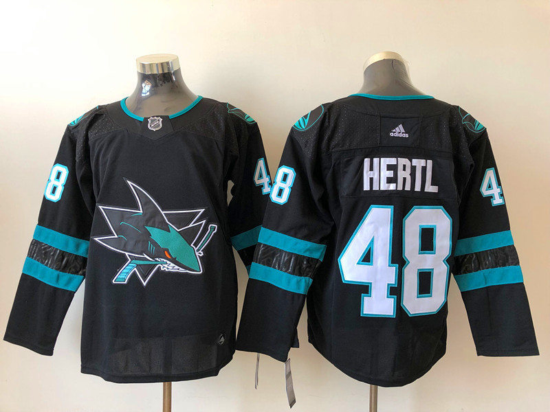 Mens San Jose Sharks #48 Tomas Hertl adidas Black Alternate Third Jersey