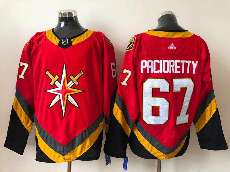 Mens Vegas Golden Knights #67 Max Pacioretty Adidas 2021 Red Season Reverse Retro Jersey