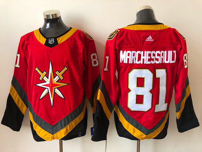 Mens Vegas Golden Knights #81 Jonathan Marchessault Adidas 2021 Red Season Reverse Retro Jersey