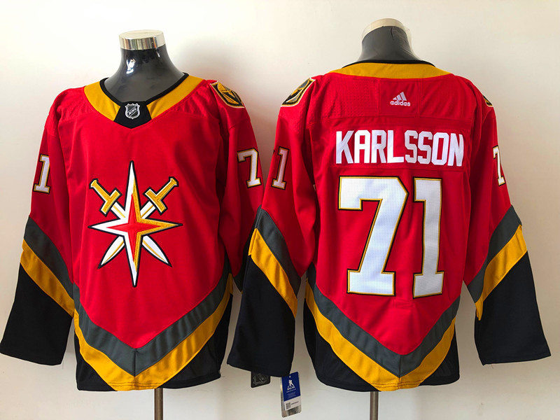 Mens Vegas Golden Knights #71 William Karlsson Adidas 2021 Red Season Reverse Retro Jersey