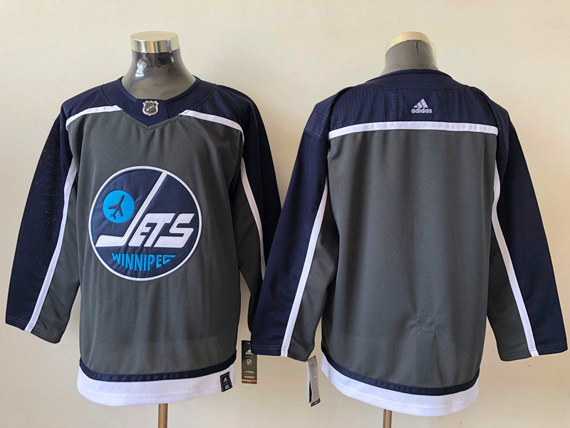 Men's Winnipeg Jets Blank adidas Gray 2021 NHL Season Reverse Retro Stitched Jersey