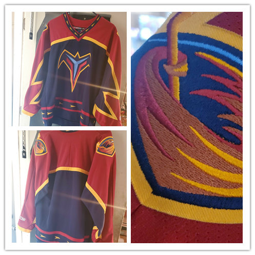 Mens Atlanta Thrashers Blank Red Blue Vintage CCM NHL Team Jersey 