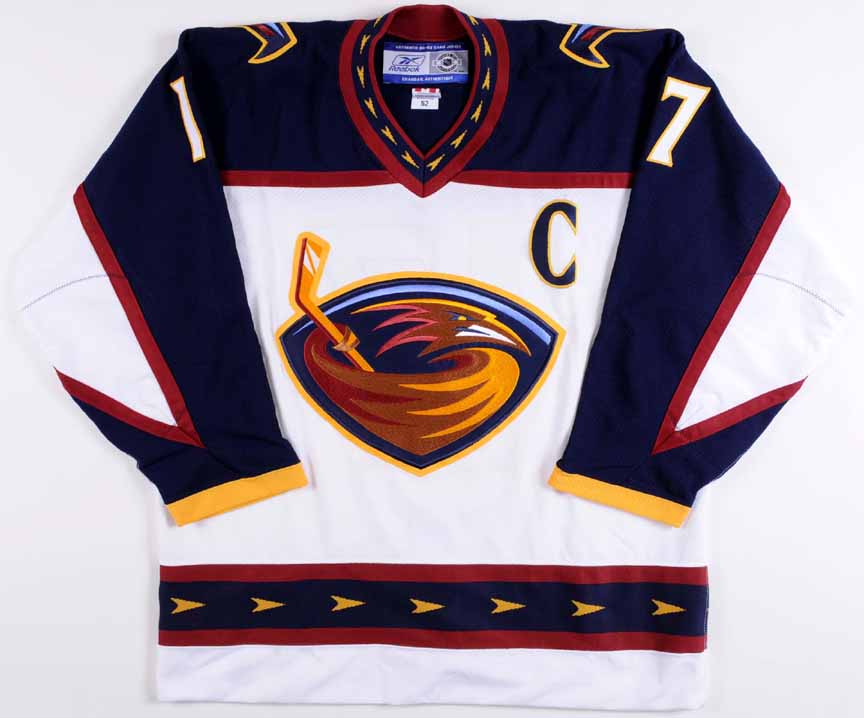 Mens Atlanta Thrashers #17 Ilya Kovalchuk White Game Worn CCM Vintage Jersey