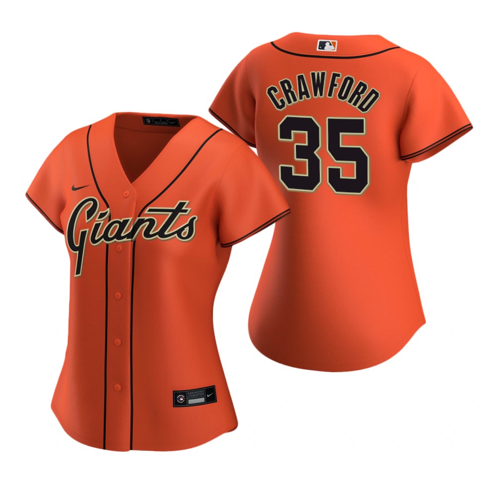 Women's San Francisco Giants #35 Brandon Crawford Nike Orange Alternate Jersey