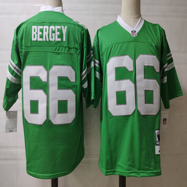 Mens Philadelphia Eagles Retired Player #66 Bill Bergey Green Throwback Jersey