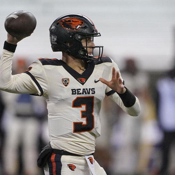 Men's Oregon State Beavers #3 Tristan Gebbia White Nike College Football Jersey