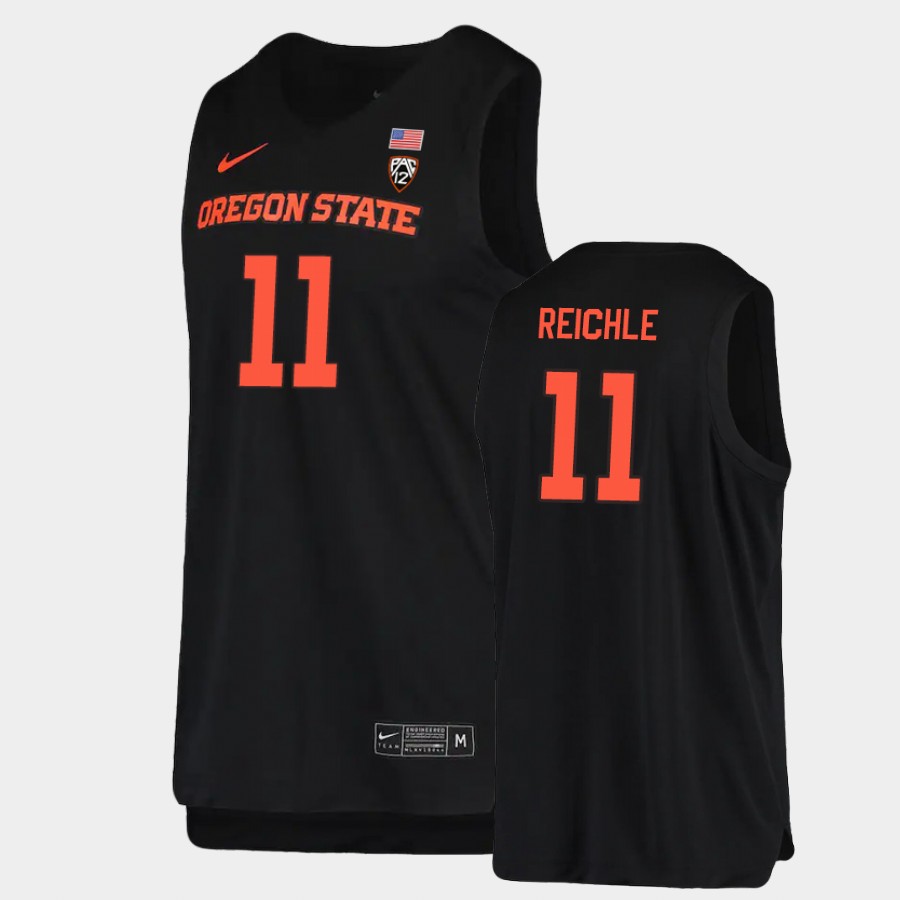 Men's Oregon State Beavers #11 Zach Reichle Nike Black College Basketball Jersey