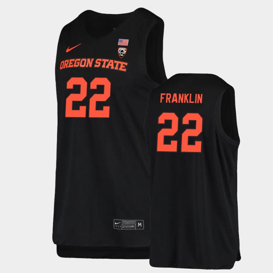 Men's Oregon State Beavers #22 Julien Franklin Nike Black College Basketball Jersey