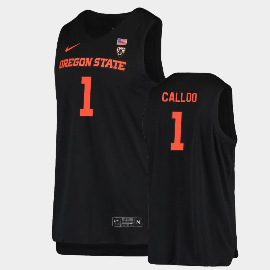Men's Oregon State Beavers #1 Maurice Calloo Nike Black College Basketball Jersey
