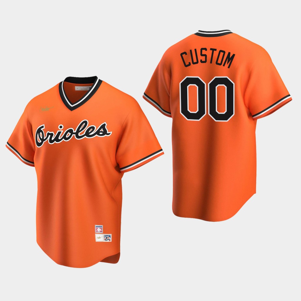 Men's Baltimore Orioles Custom Orange Nike Cooperstown Collection Jersey 