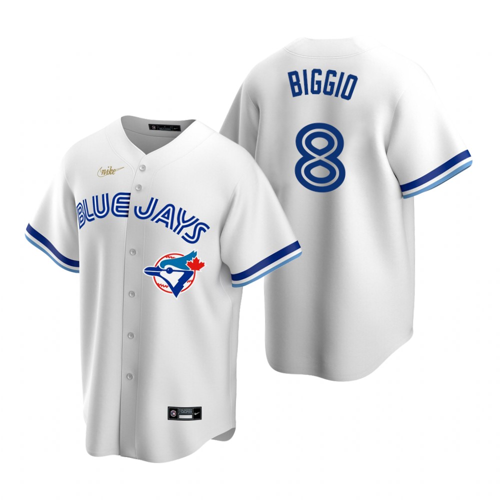 Men's Toronto Blue Jays #8 Cavan Biggio Nike White Cooperstown Collection Jersey