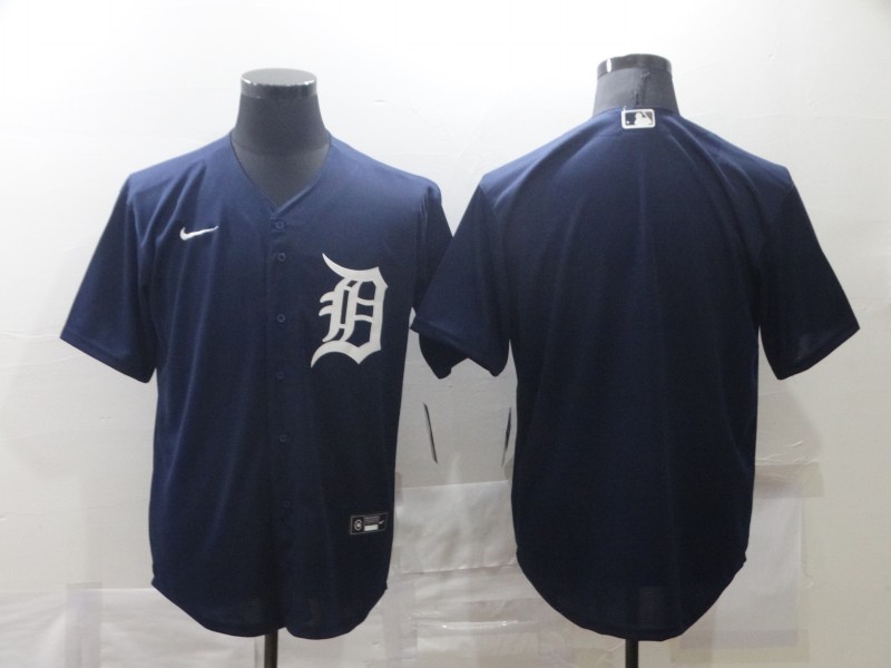 Men's Detroit Tigers Blank Nike Navy White Alternate Cool Base Jersey