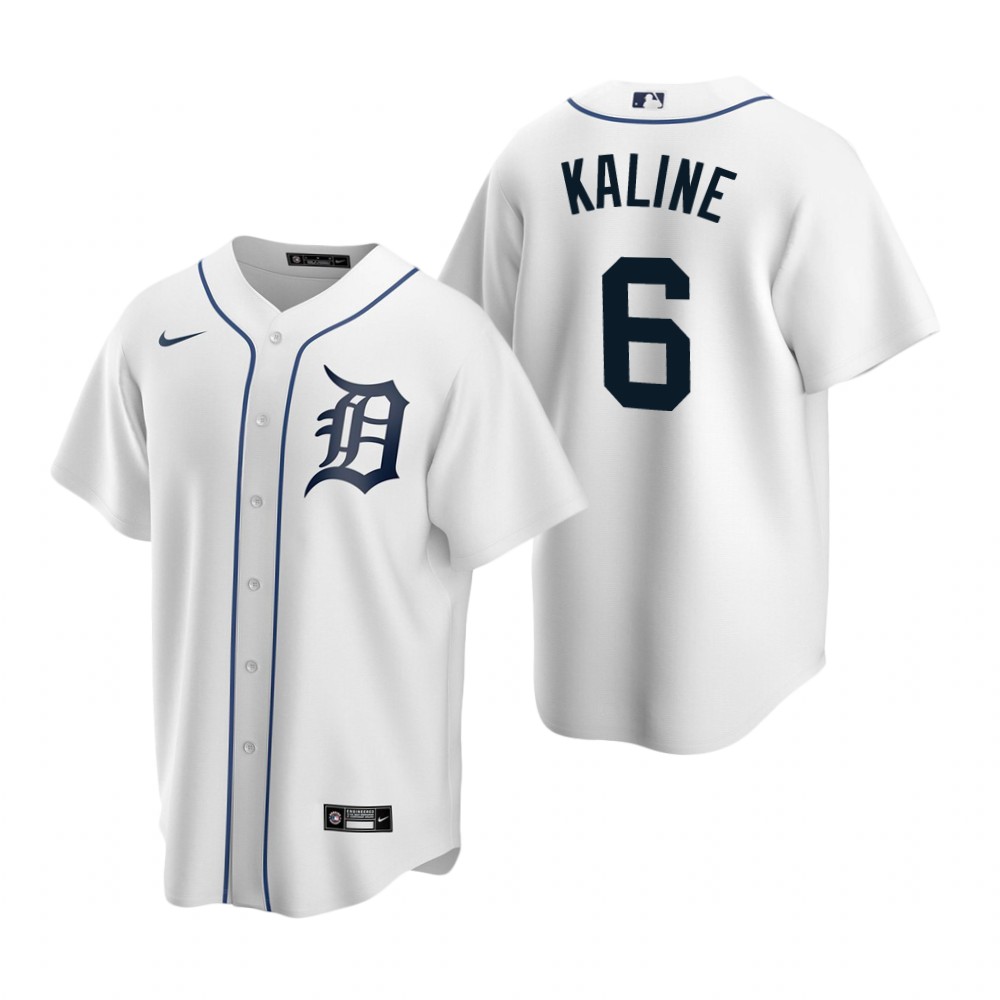 Men's Detroit Tigers Retired Player #6 Al Kaline Nike White Home Cool Base Jersey