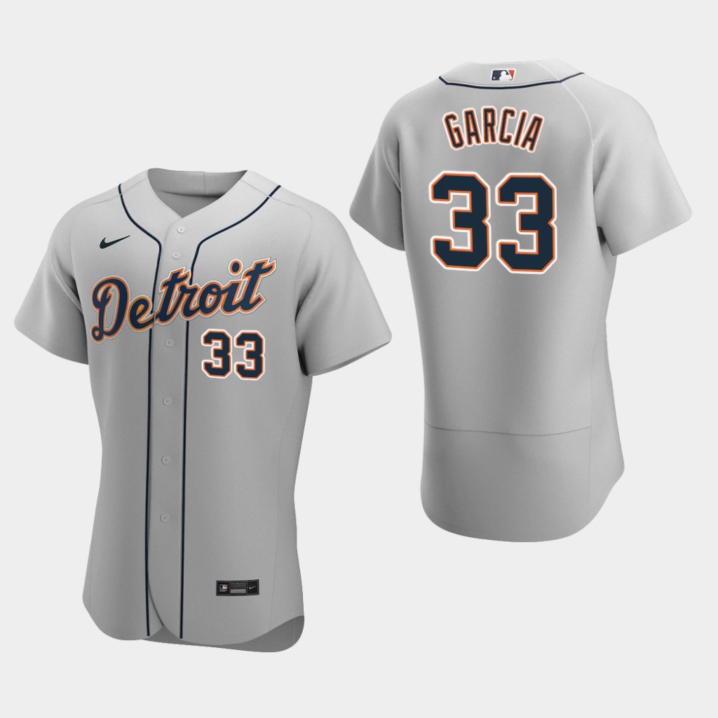 Men's Detroit Tigers #33 Bryan Garcia  Nike Gray Road Flex base Jersey