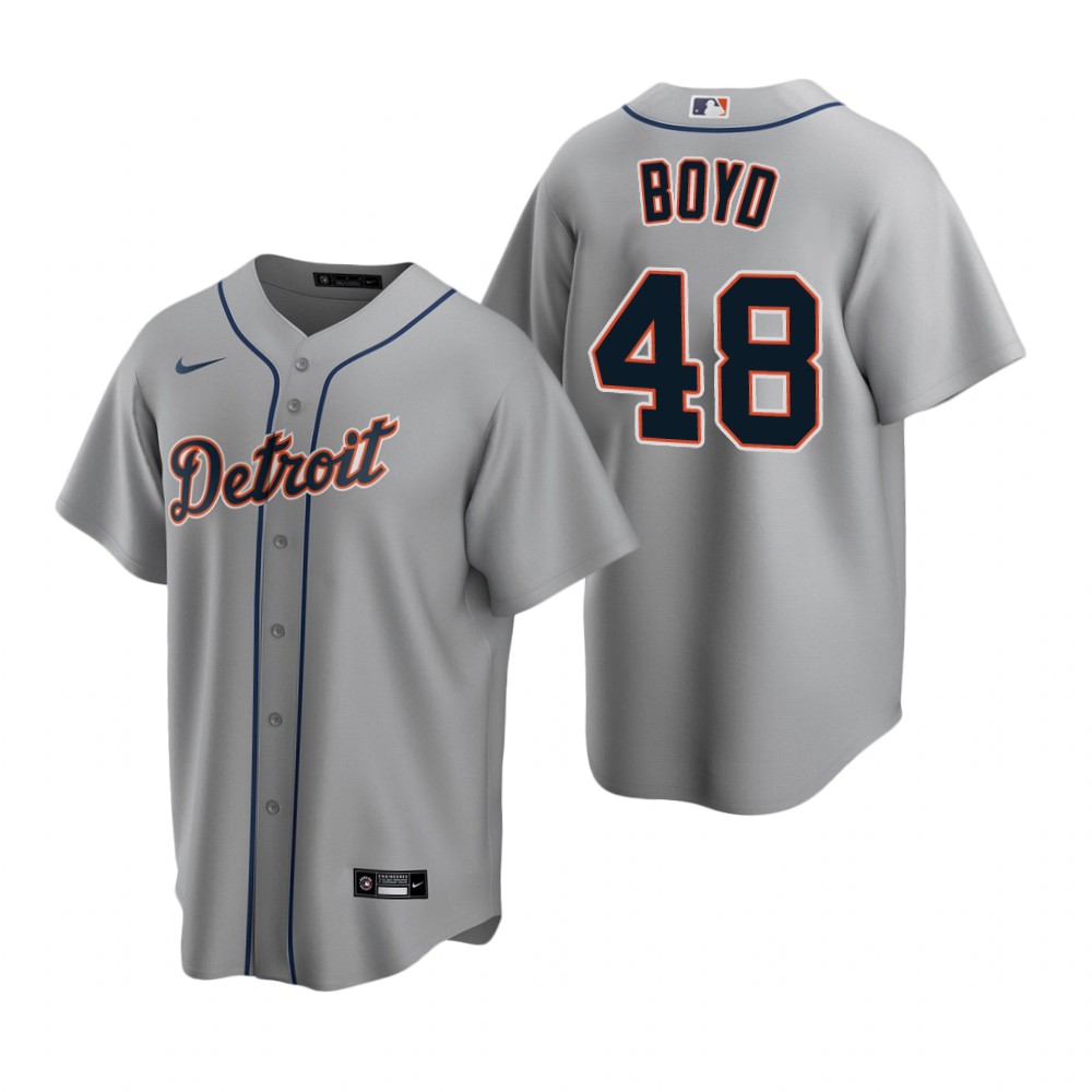 Men's Detroit Tigers #48 Matthew Boyd Nike Grey Road Cool Base Jersey