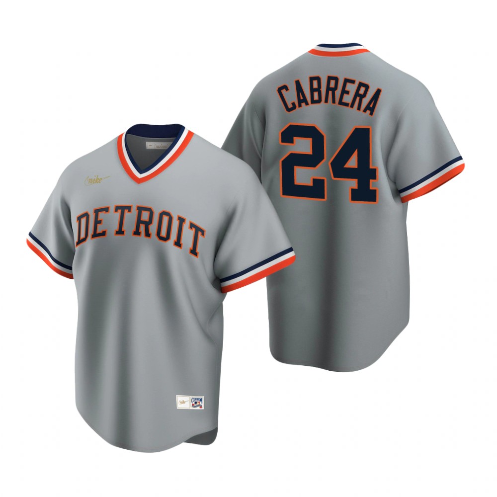 Men's Detroit Tigers #24 Miguel Cabrera  Nike Gray Cooperstown Collection Jersey