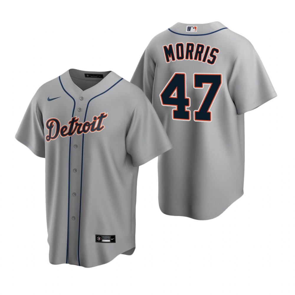 Men's Detroit Tigers Retired Player #47 Jack Morris Nike Grey Road Cool Base Jersey