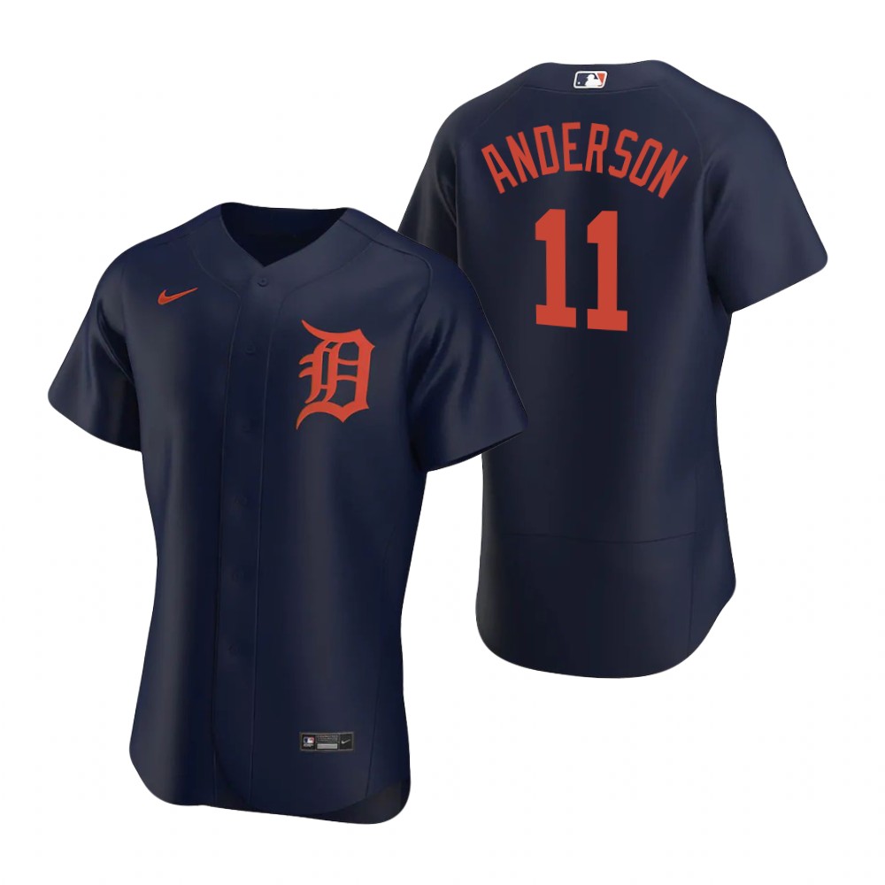 Men's Detroit Tigers Retired Player #11 Sparky Anderson Nike Navy Orange Flex base Jersey