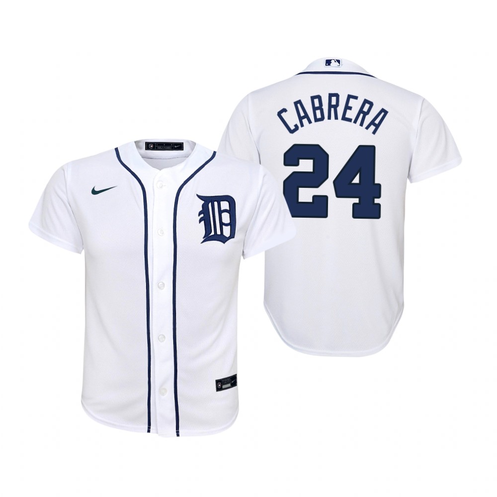 Youth Detroit Tigers #24 Miguel Cabrera Nike White Home Jersey